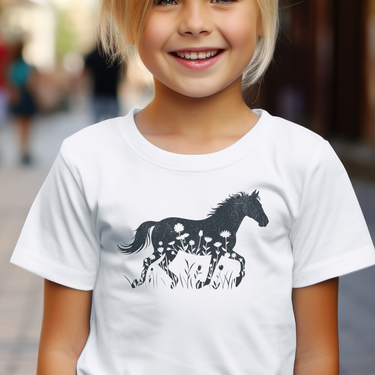 Flower Horse Child T Shirt - White